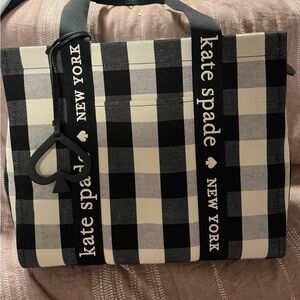Kate Spade Plaid Black and Cream Tote